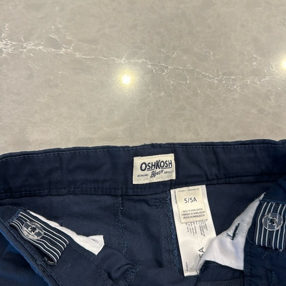 Size 5 Oshkosh B’Gosh navy blue uniform flat-front pants w/ adjustable waist - Picture 2 of 5